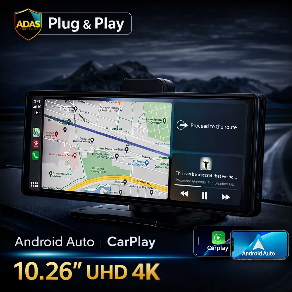 10.26" 4K Dash Cam ADAS Wireless CarPlay Android Auto | 5G WiFi GPS Navigation DVR