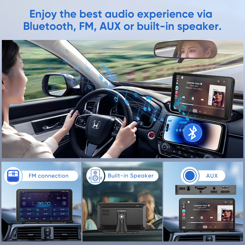 7" Universal CarPlay Android Auto Car Radio | IPS Touchscreen Multimedia Player