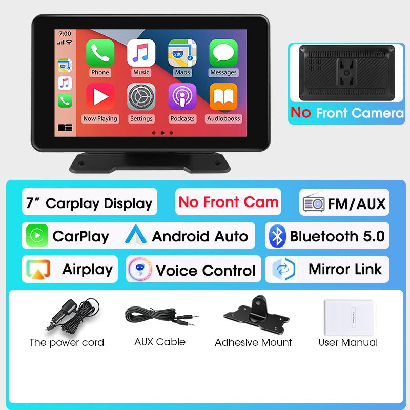 7"/10.26" 4K Dash Cam Wireless CarPlay Android Auto | 350° Rotating Lens GPS DVR