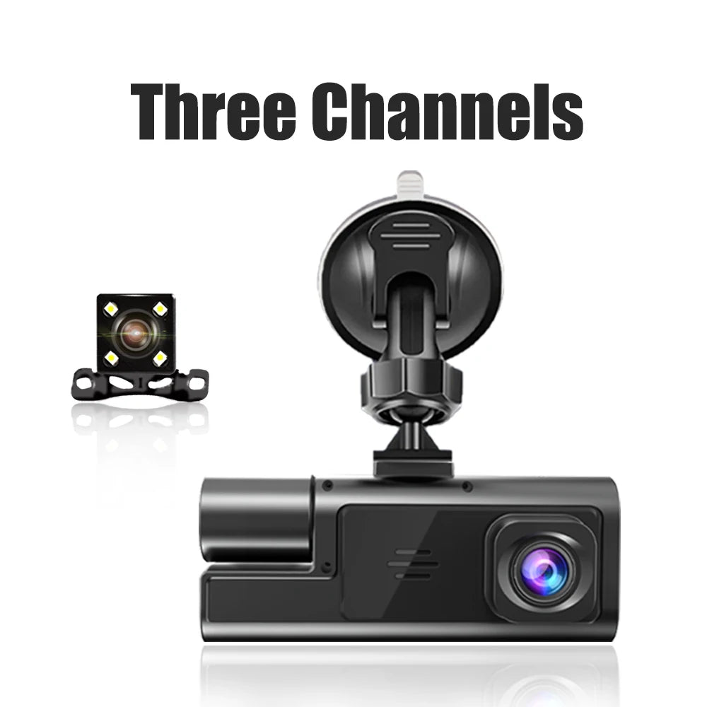 Dash Cam WiFi 3 Channels FHD 1080P | Car DVR Front Rear Inside Night Vision G-Sensor