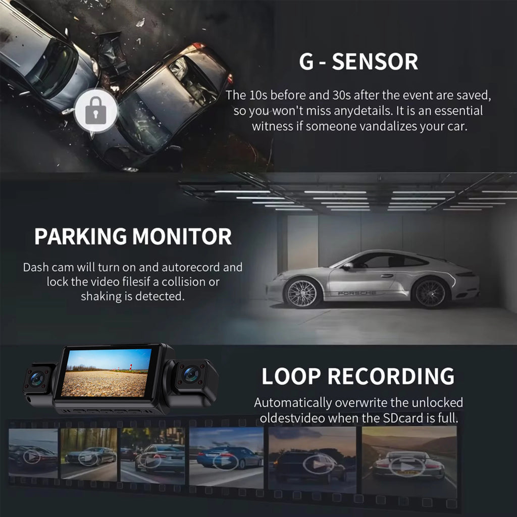 4-Channel WiFi Dashcam FHD 1080P | Front Left Right Rear Night Vision DVR
