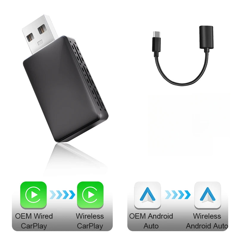 CarPlay Android Auto Wireless Adapter | Convert Wired to Wireless Car Dongle