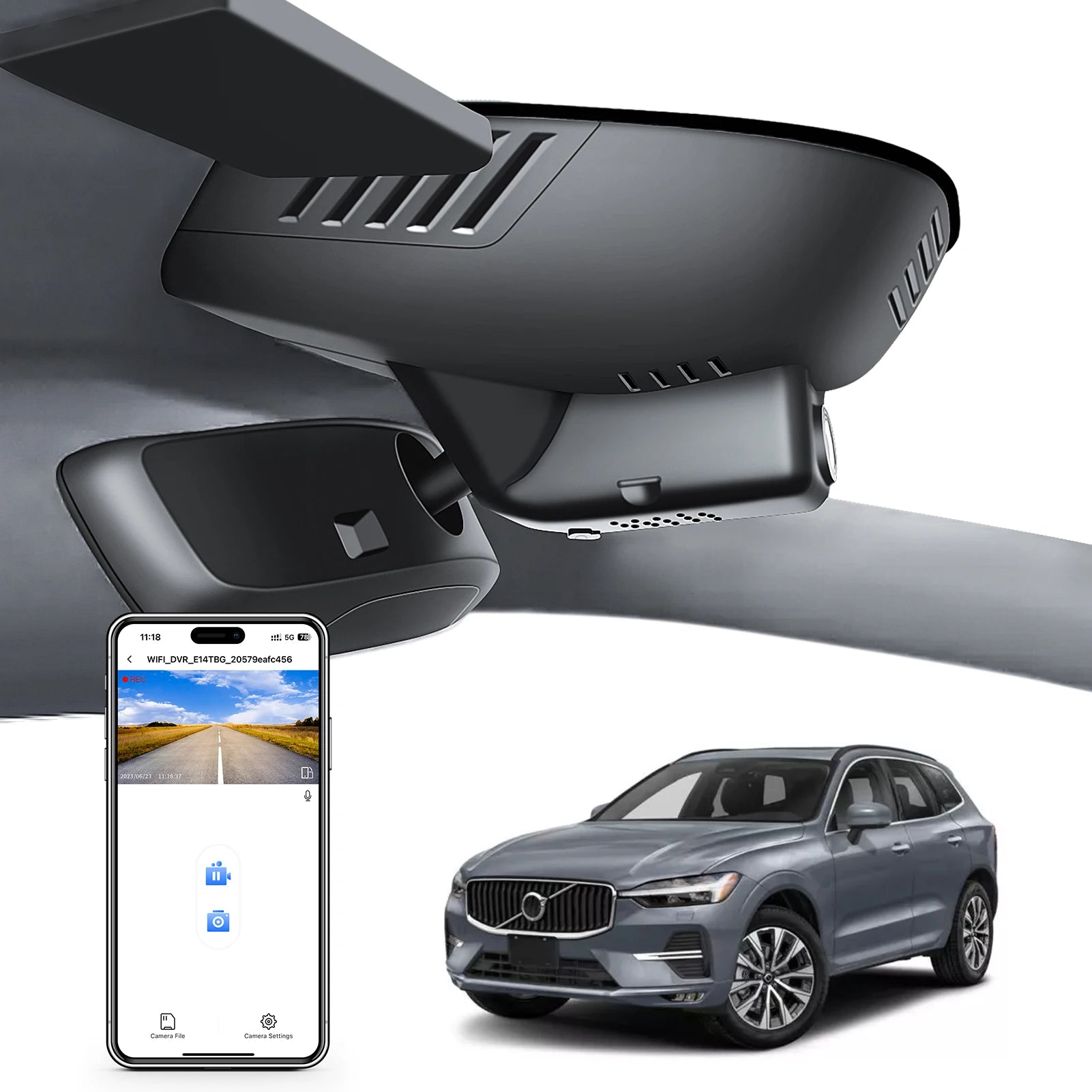 Dash Cam 4K for Volvo XC60 2013-2026 | WiFi Night Vision DVR Camera Recorder