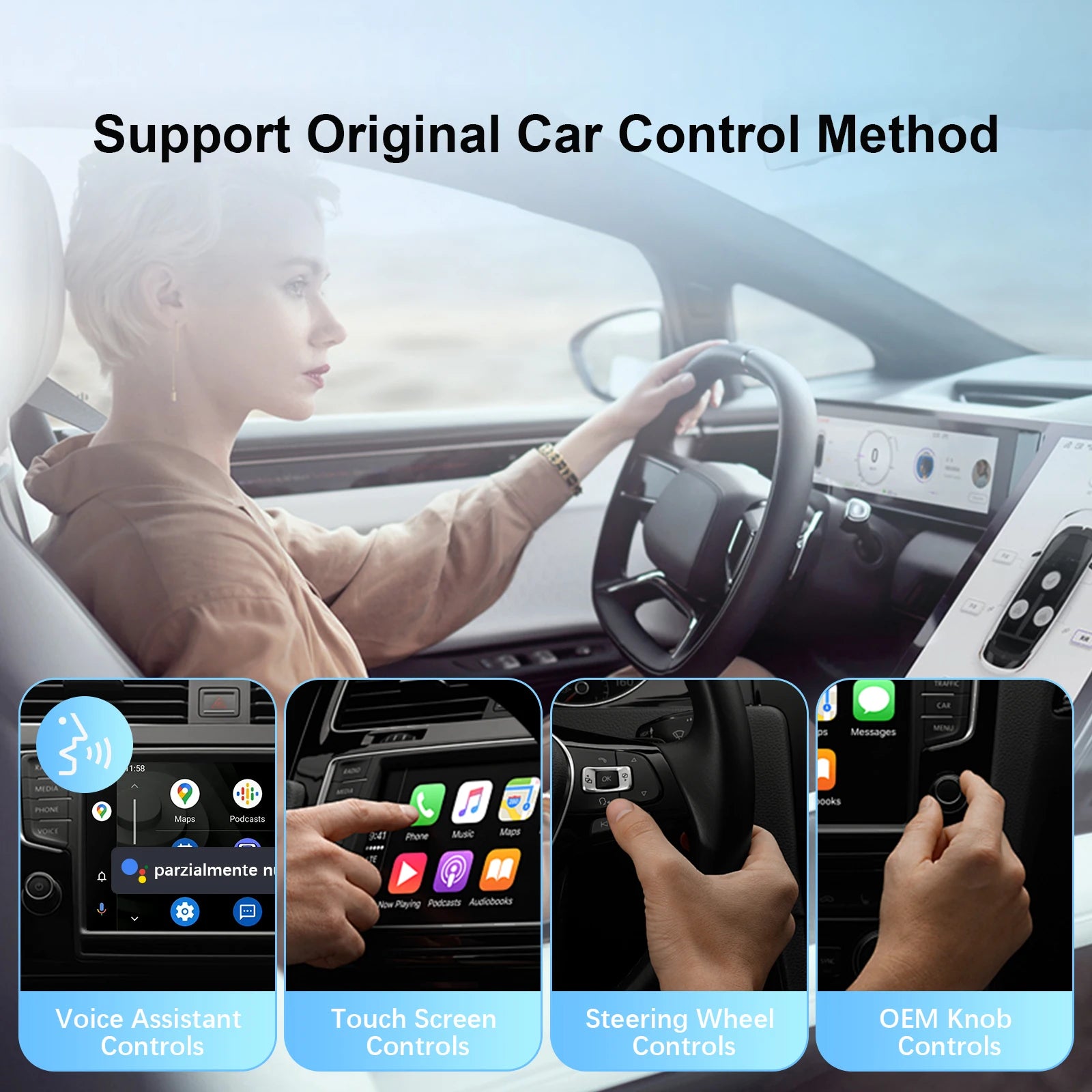 Wireless CarPlay Android Auto Adapter 2-in-1 | Universal for Factory Wired Cars