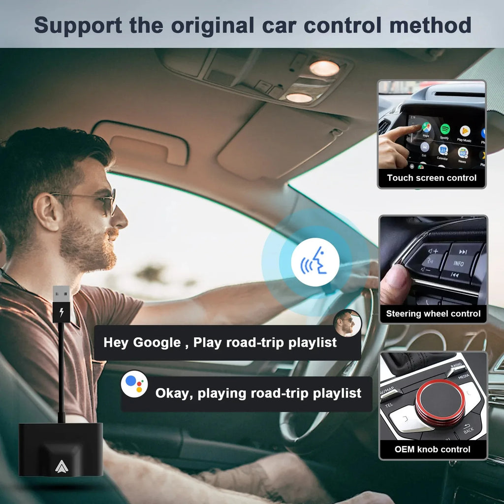 Wireless CarPlay Adapter for iPhone & Android | Convert Wired to Wireless USB/Type-C