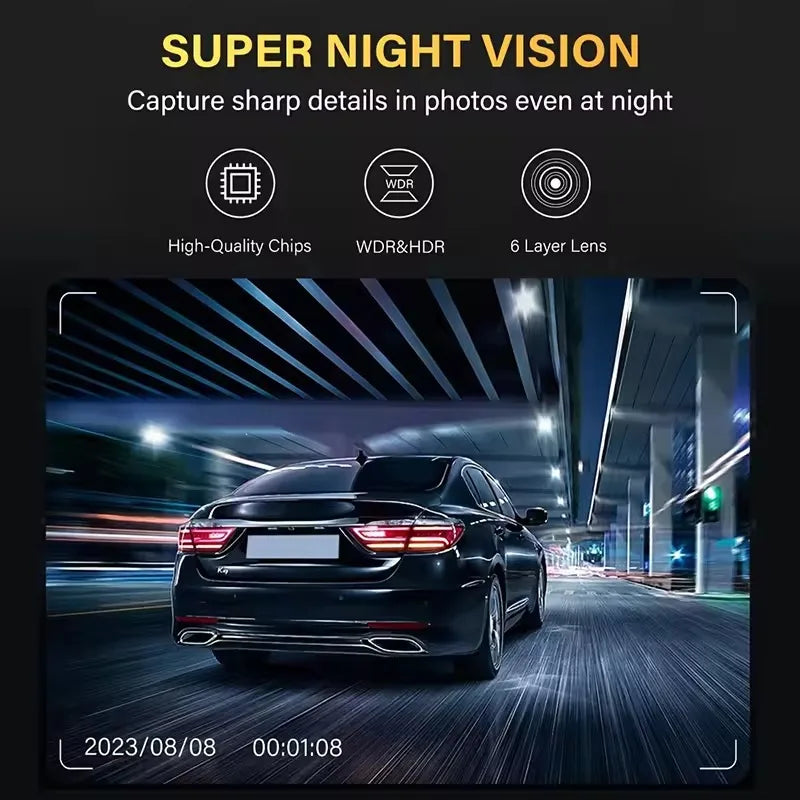 Dash Cam 3 Channel 1080P | Front Rear Inside Car DVR Camera Video Recorder