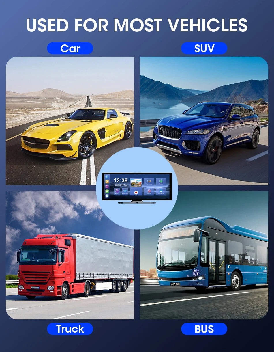 11.26" 4K Dash Cam with Wireless CarPlay & Android Auto | 5G WiFi GPS Navigation DVR