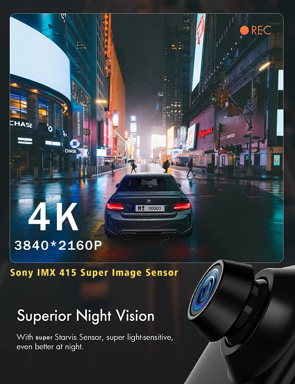 Dash Cam 4K 2160P CarPlay Android Auto | Rearview Mirror GPS 5G WiFi FM AUX DVR