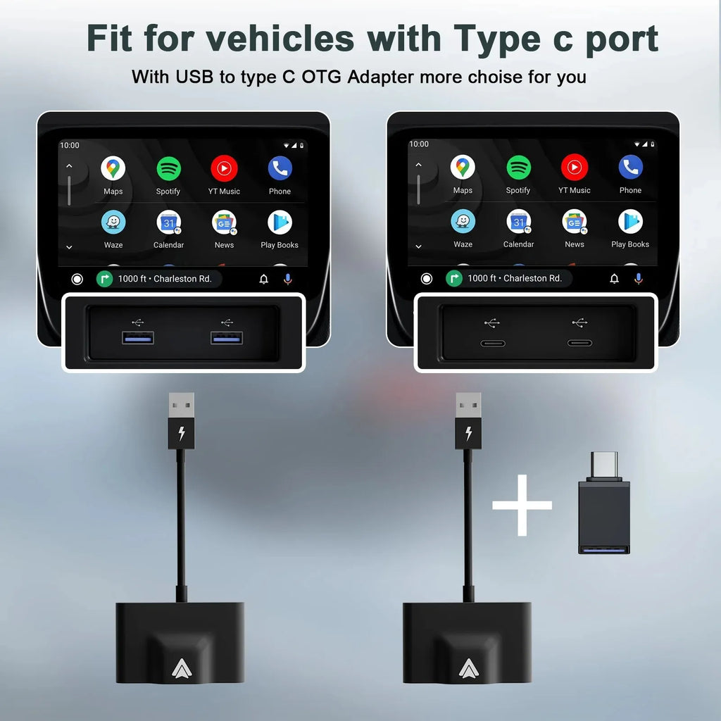 Wireless CarPlay Adapter for iPhone & Android | Convert Wired to Wireless USB/Type-C