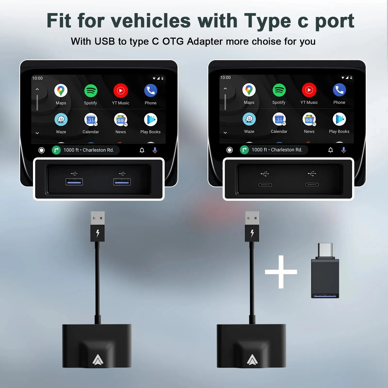 Wireless CarPlay Adapter for iPhone & Android | Convert Wired to Wireless USB/Type-C