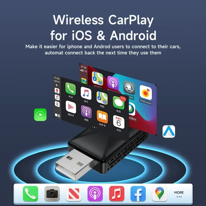 CarPlay Android Auto Wireless Adapter | Convert Wired to Wireless Car Dongle