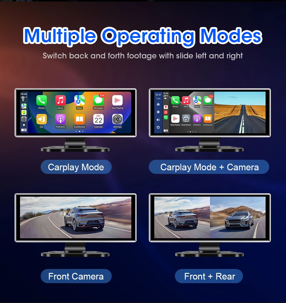 11.26" Dash Cam 4K Car DVR Wireless CarPlay Android Auto | GPS Dual Lens 5G WiFi FM