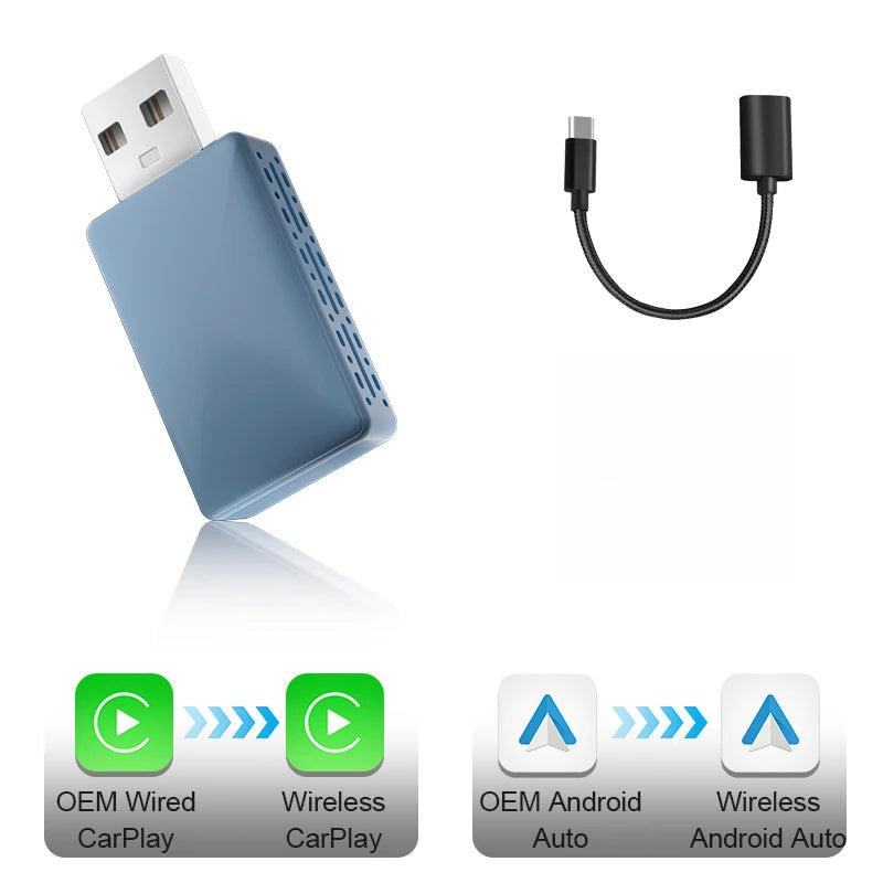 CarPlay Android Auto Wireless Adapter | Convert Wired to Wireless Car Dongle
