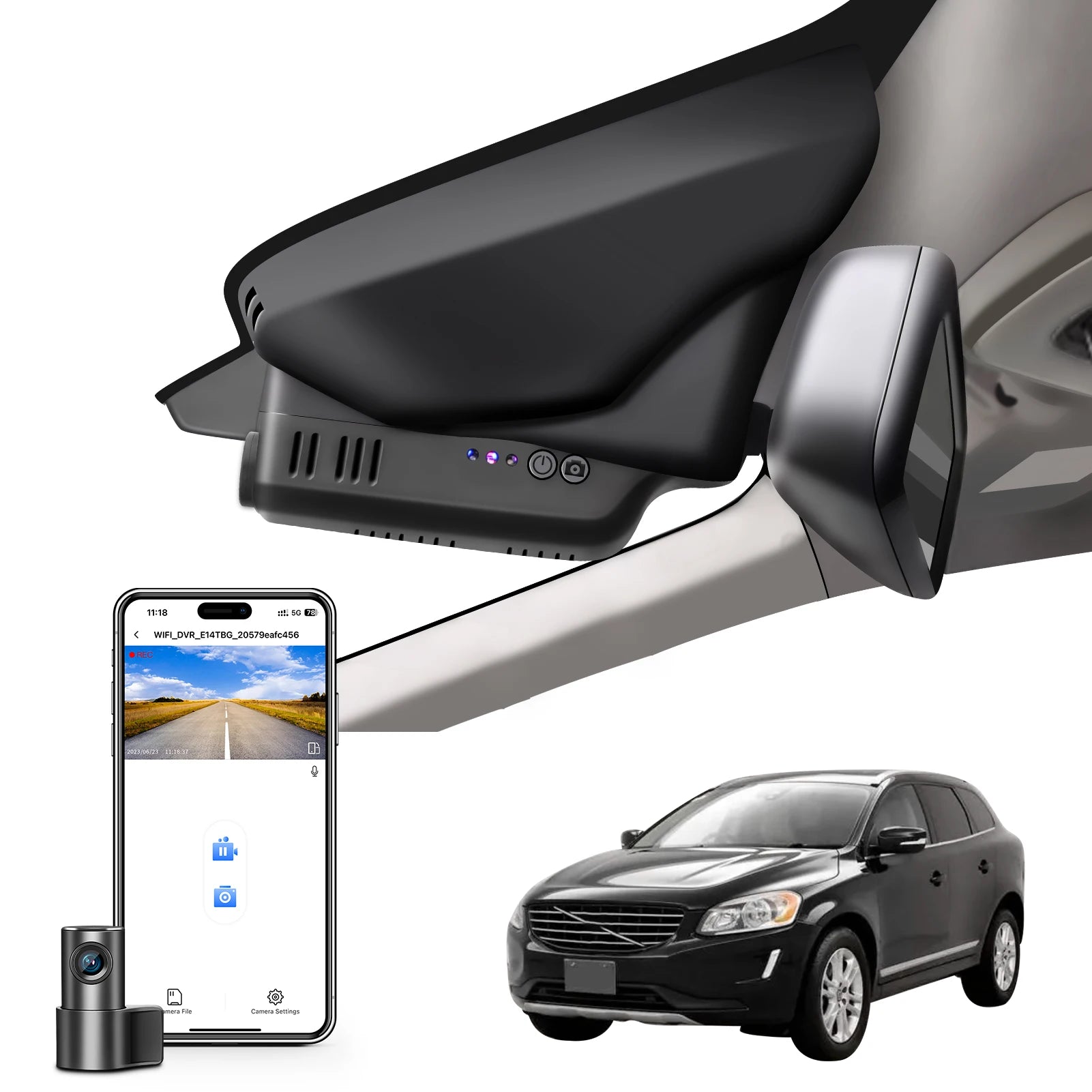 Dash Cam 4K for Volvo XC60 2013-2026 | WiFi Night Vision DVR Camera Recorder