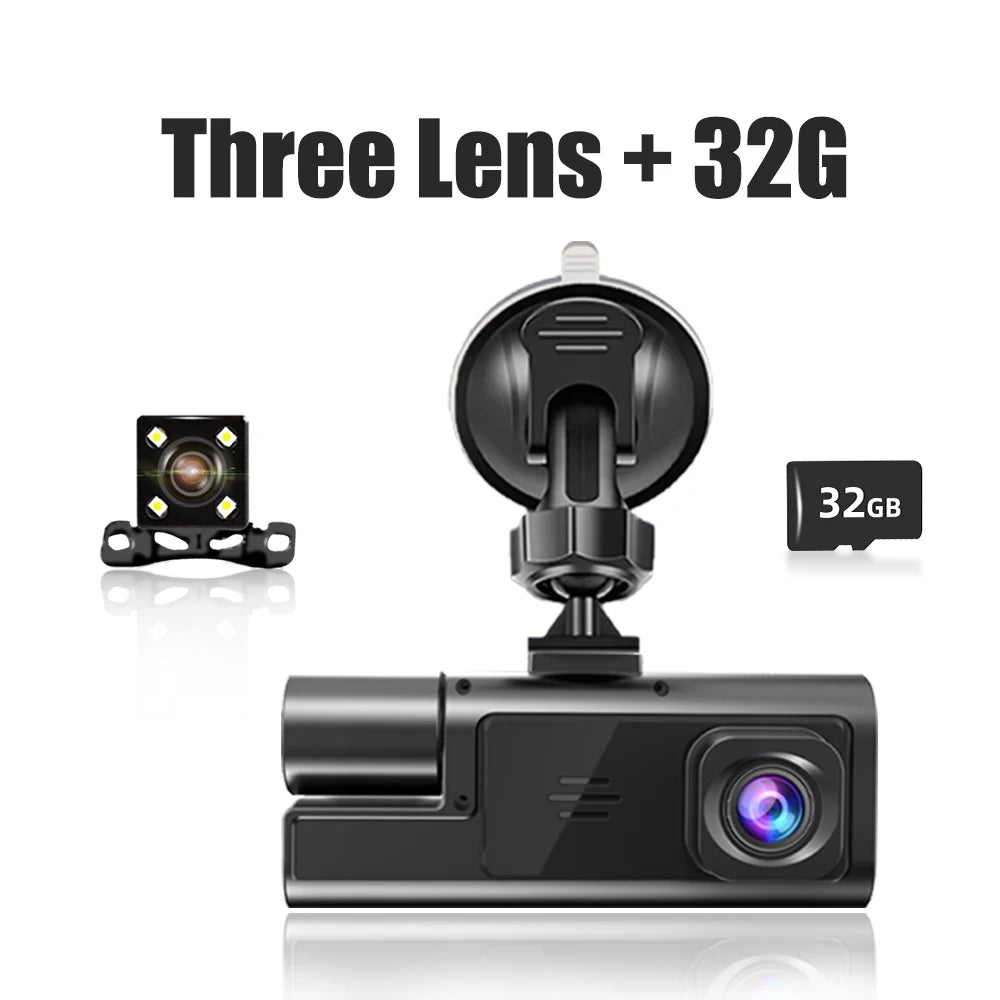 Dash Cam WiFi 3 Channels FHD 1080P | Car DVR Front Rear Inside Night Vision G-Sensor