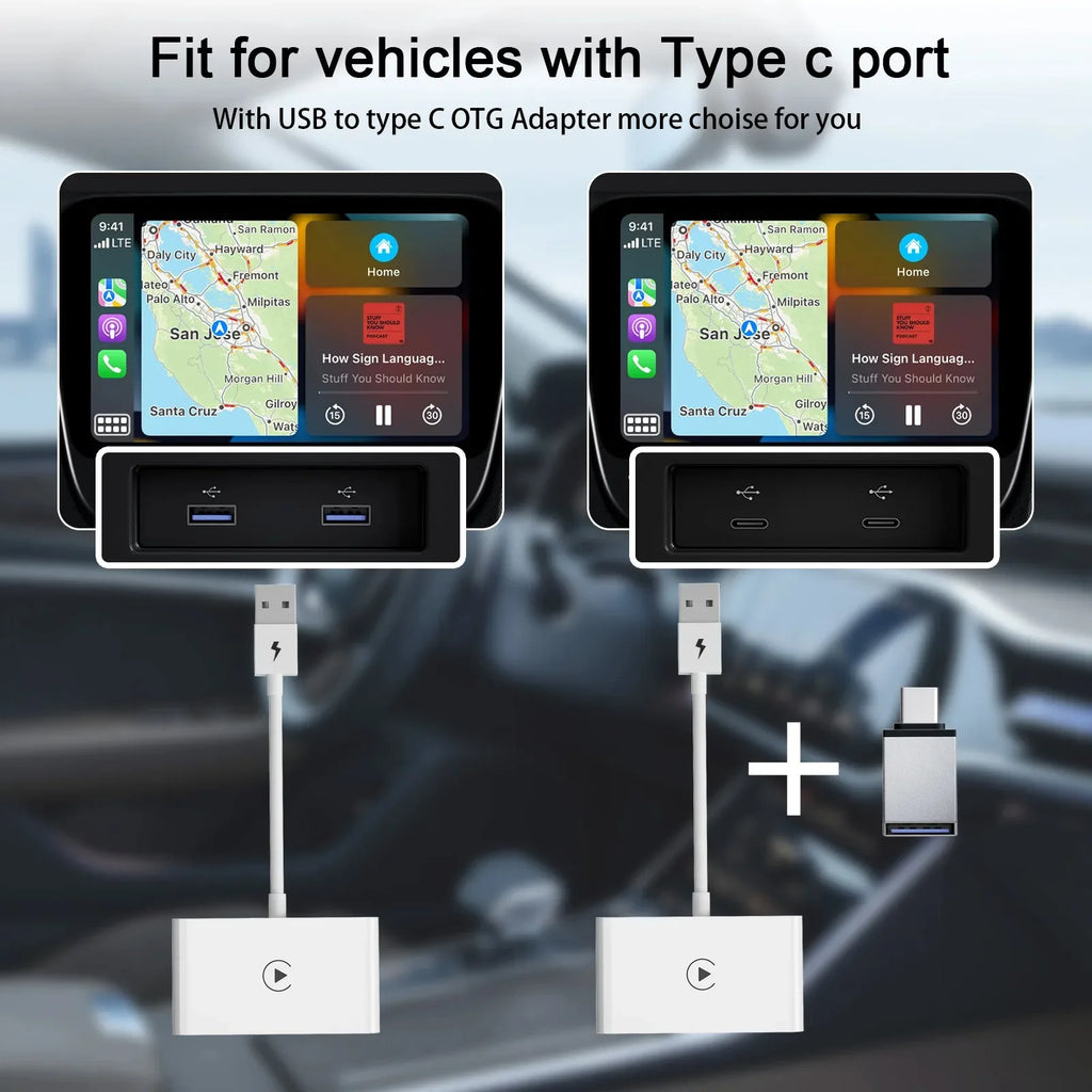 Wireless CarPlay Adapter for iPhone & Android | Convert Wired to Wireless USB/Type-C