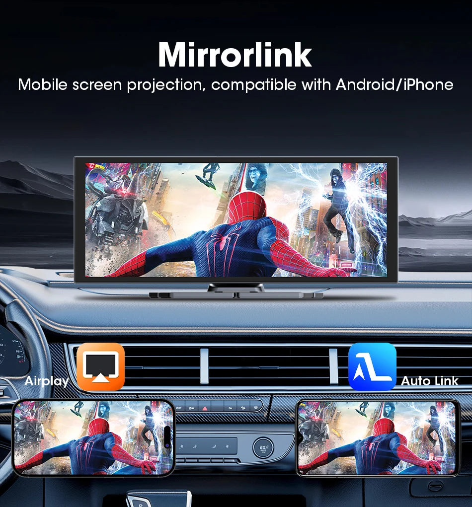 11.26" 4K Dash Cam with Wireless CarPlay & Android Auto | 5G WiFi GPS Navigation DVR