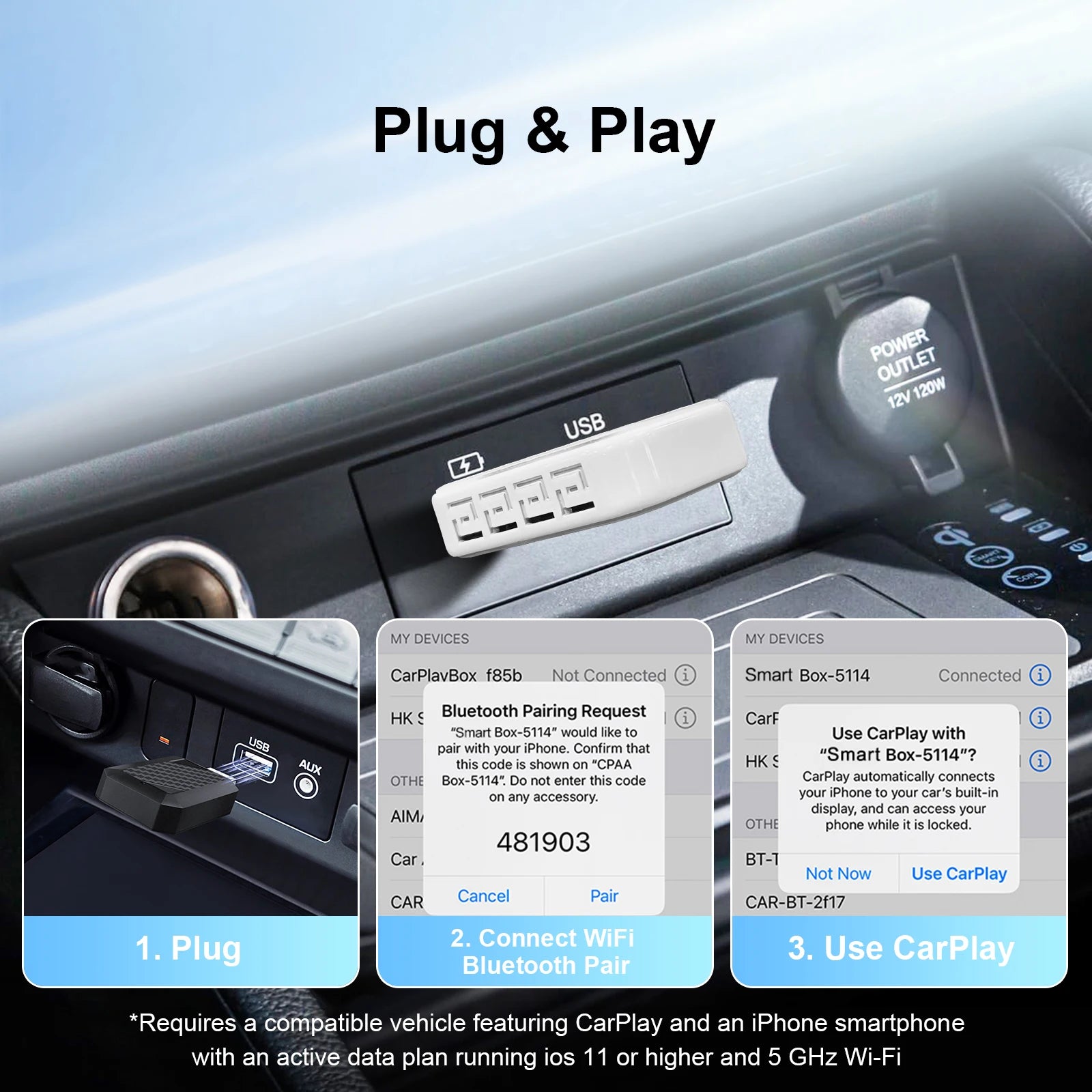 Wireless CarPlay Android Auto Adapter 2-in-1 | Universal for Factory Wired Cars