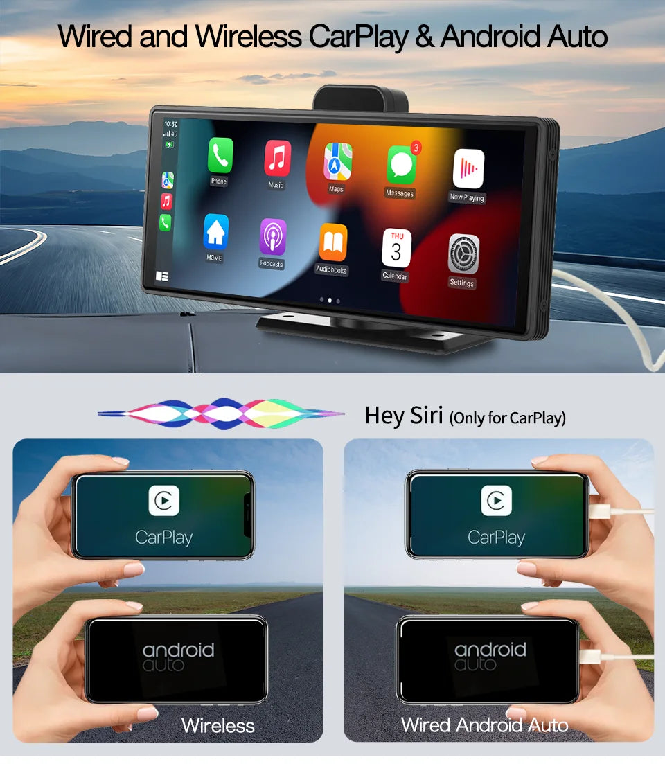10.26" 4K Dash Cam ADAS Wireless CarPlay Android Auto | 5G WiFi GPS Navigation DVR