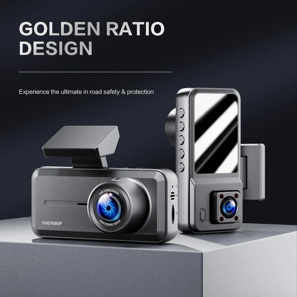 Dash Cam 3 Channel 1080P | Front Rear Inside Car DVR Camera Video Recorder