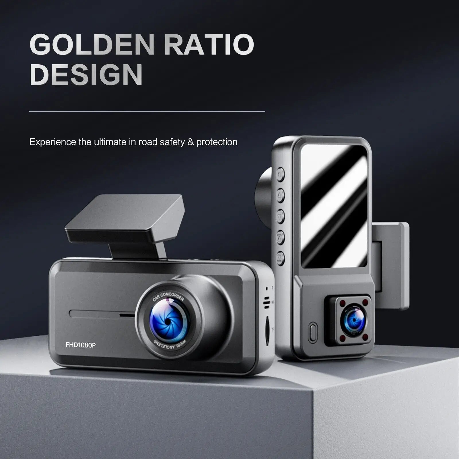 Dash Cam 3 Channel 1080P | Front Rear Inside Car DVR Camera Video Recorder