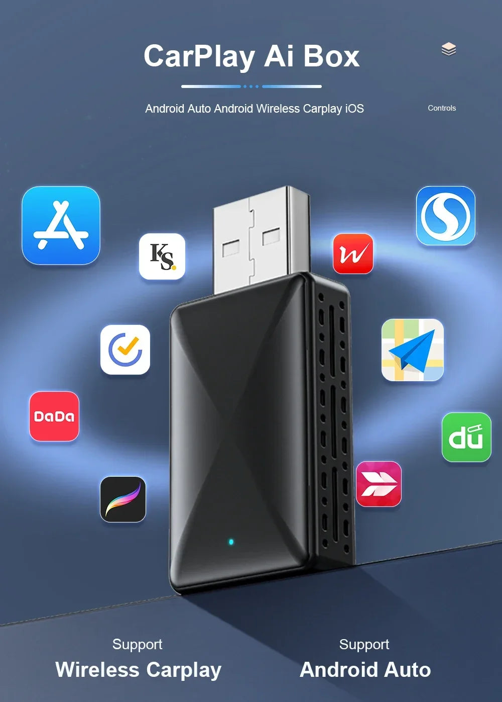 CarPlay Android Auto Wireless Adapter | Convert Wired to Wireless Car Dongle