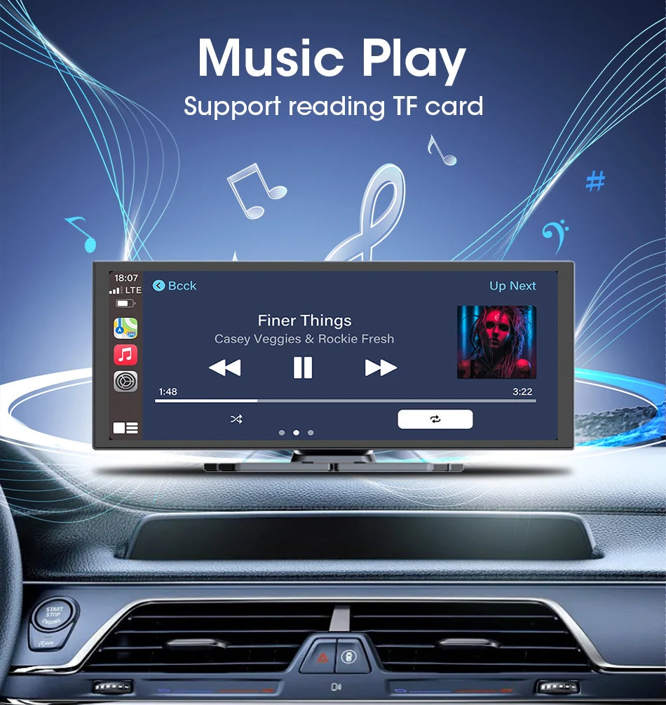 11.26" 4K Dash Cam with Wireless CarPlay & Android Auto | 5G WiFi GPS Navigation DVR