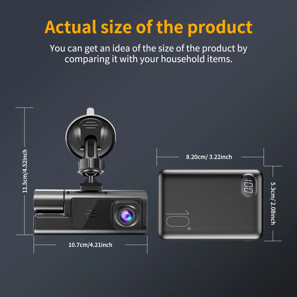 Dash Cam WiFi 3 Channels FHD 1080P | Car DVR Front Rear Inside Night Vision G-Sensor