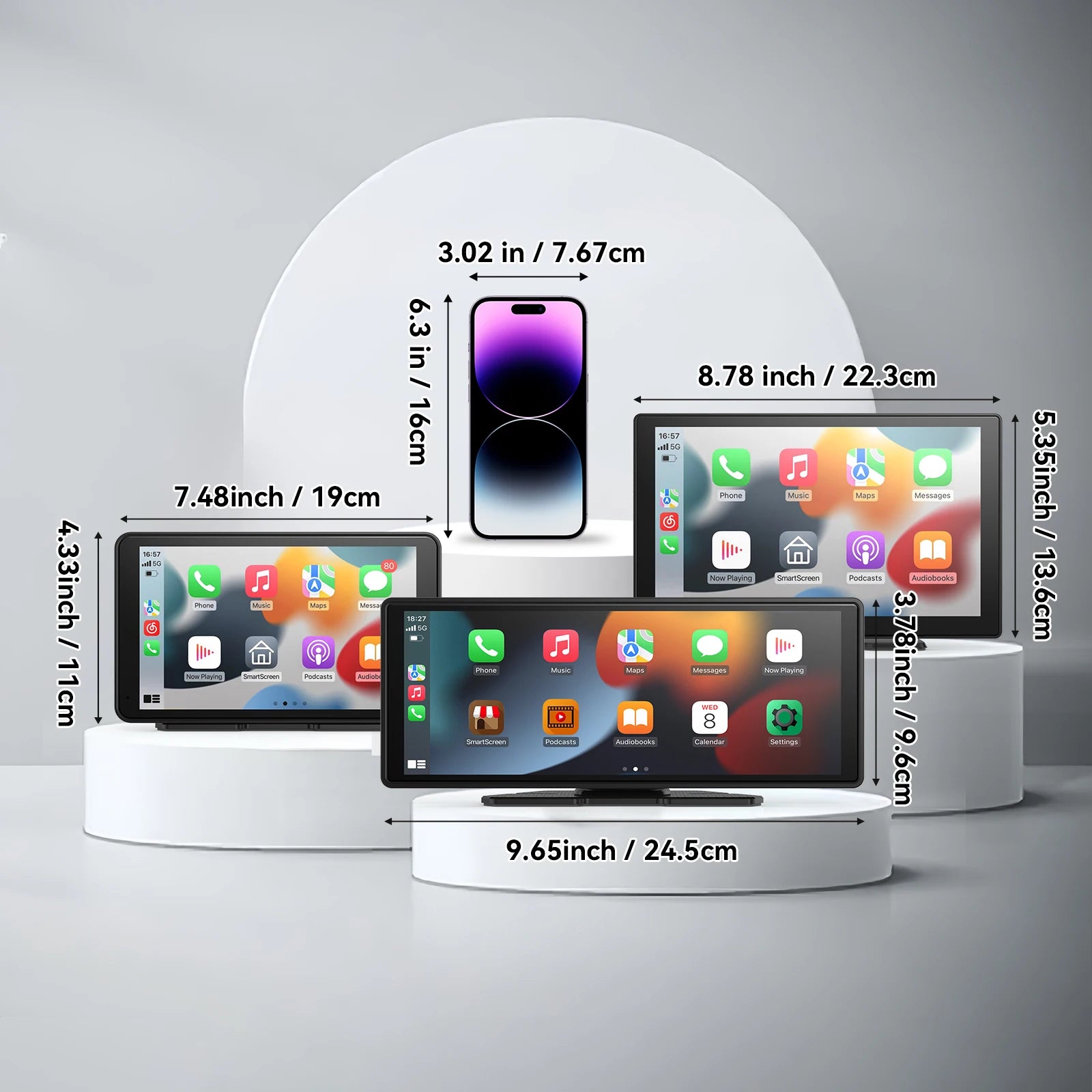 Universal Portable CarPlay Screen | Wireless Car Stereo with Android Auto Touchscreen