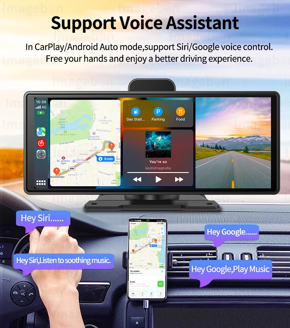 10.26" 4K Dash Cam ADAS Wireless CarPlay Android Auto | 5G WiFi GPS Navigation DVR