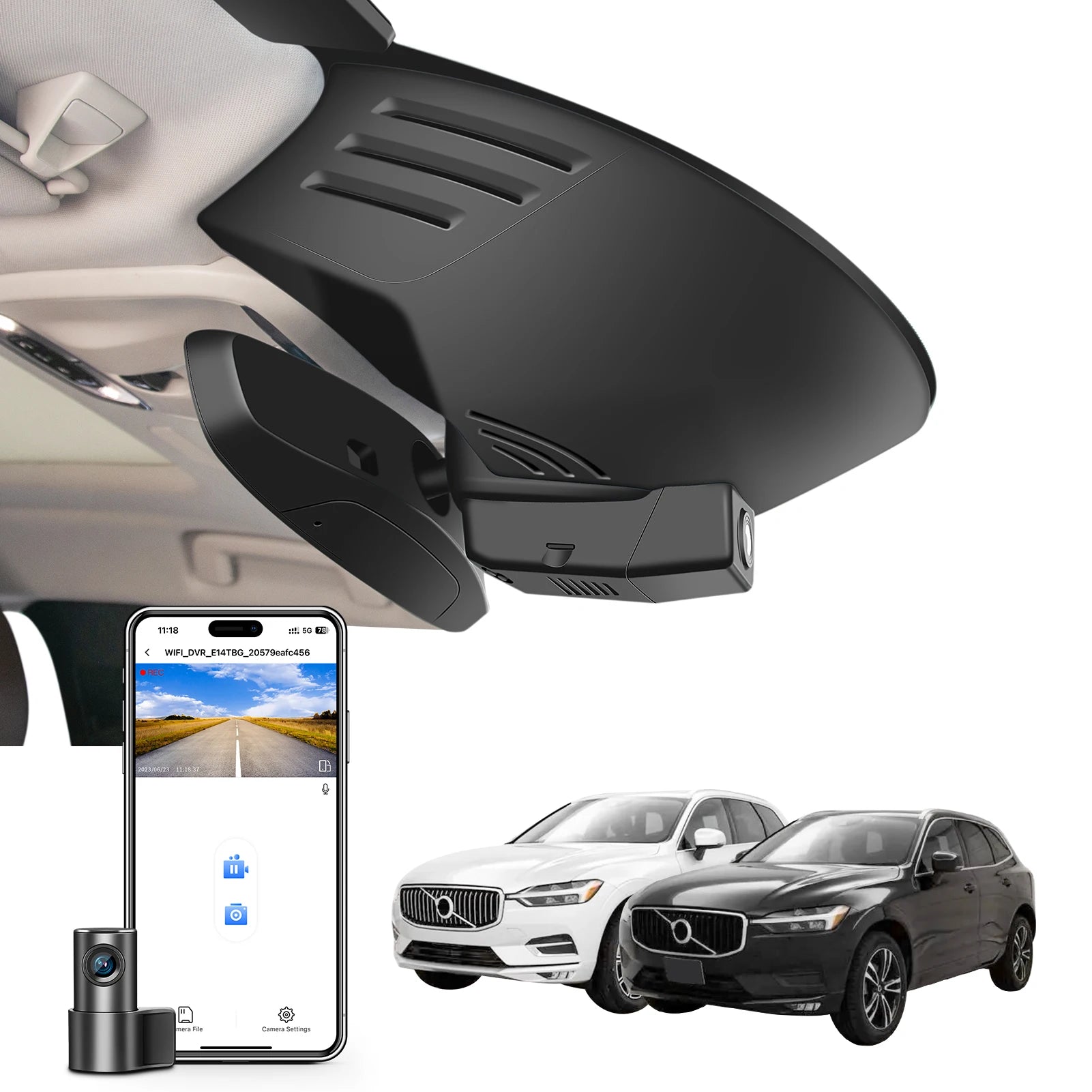 Dash Cam 4K for Volvo XC60 2013-2026 | WiFi Night Vision DVR Camera Recorder