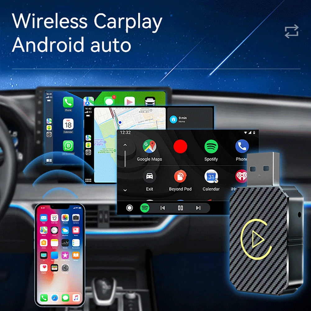 Wireless CarPlay Android Auto Adapter | Plug & Play USB Bluetooth Dongle