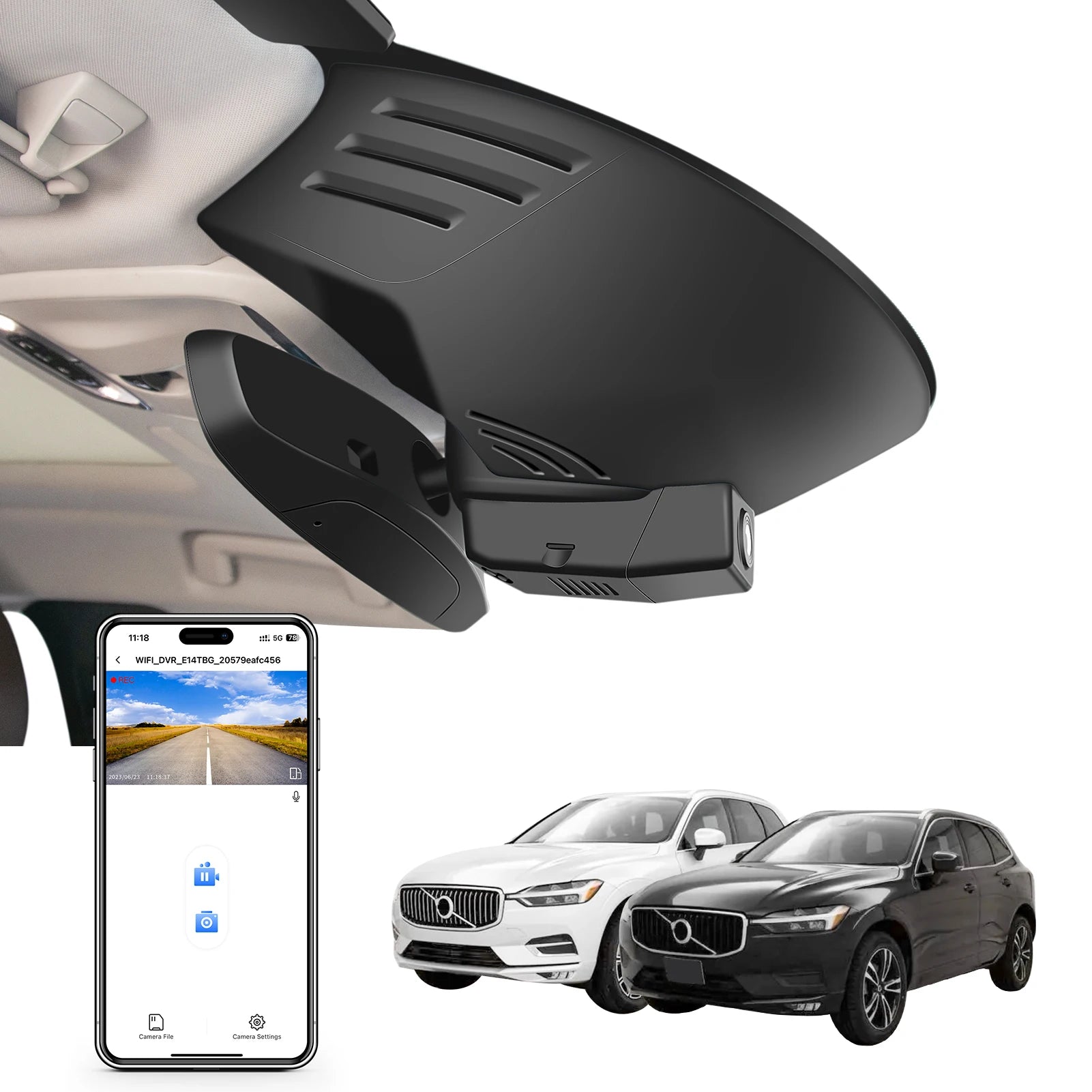 Dash Cam 4K for Volvo XC60 2013-2026 | WiFi Night Vision DVR Camera Recorder