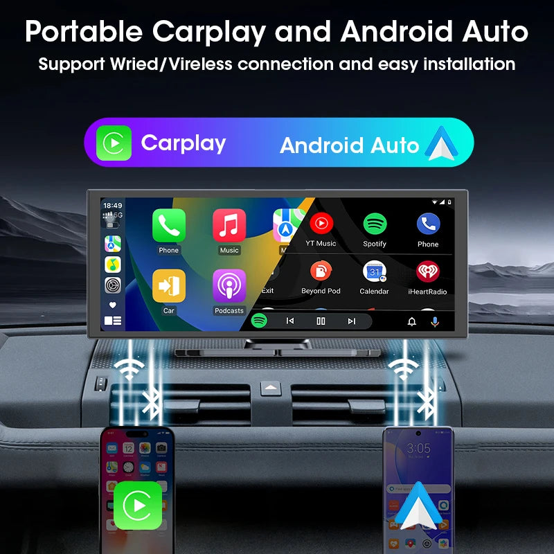 11.26" 4K Dash Cam with Wireless CarPlay & Android Auto | 5G WiFi GPS Navigation DVR