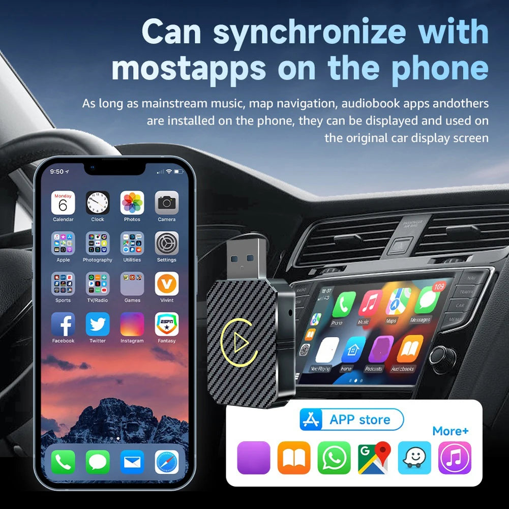 Wireless CarPlay Android Auto Adapter | Plug & Play USB Bluetooth Dongle