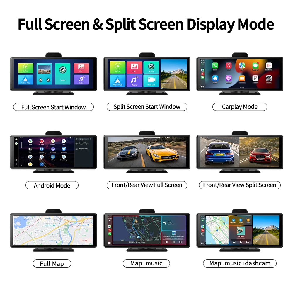10.26" 4K Dash Cam ADAS Wireless CarPlay Android Auto | 5G WiFi GPS Navigation DVR