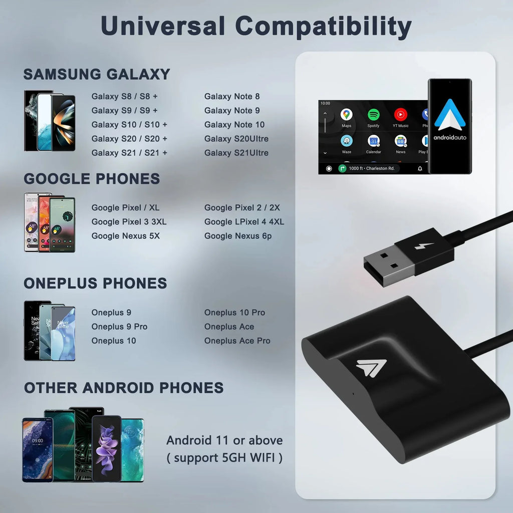 Wireless CarPlay Adapter for iPhone & Android | Convert Wired to Wireless USB/Type-C