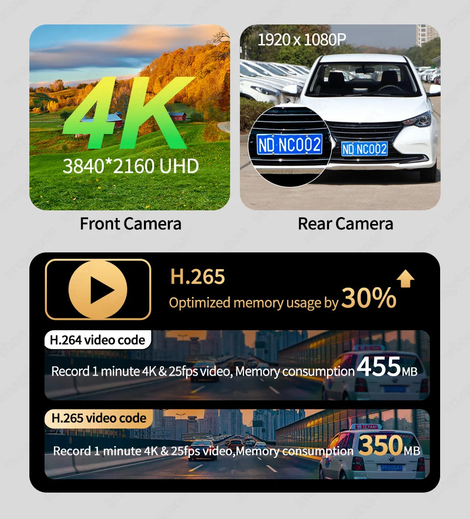 10.26" 4K Dash Cam ADAS Wireless CarPlay Android Auto | 5G WiFi GPS Navigation DVR