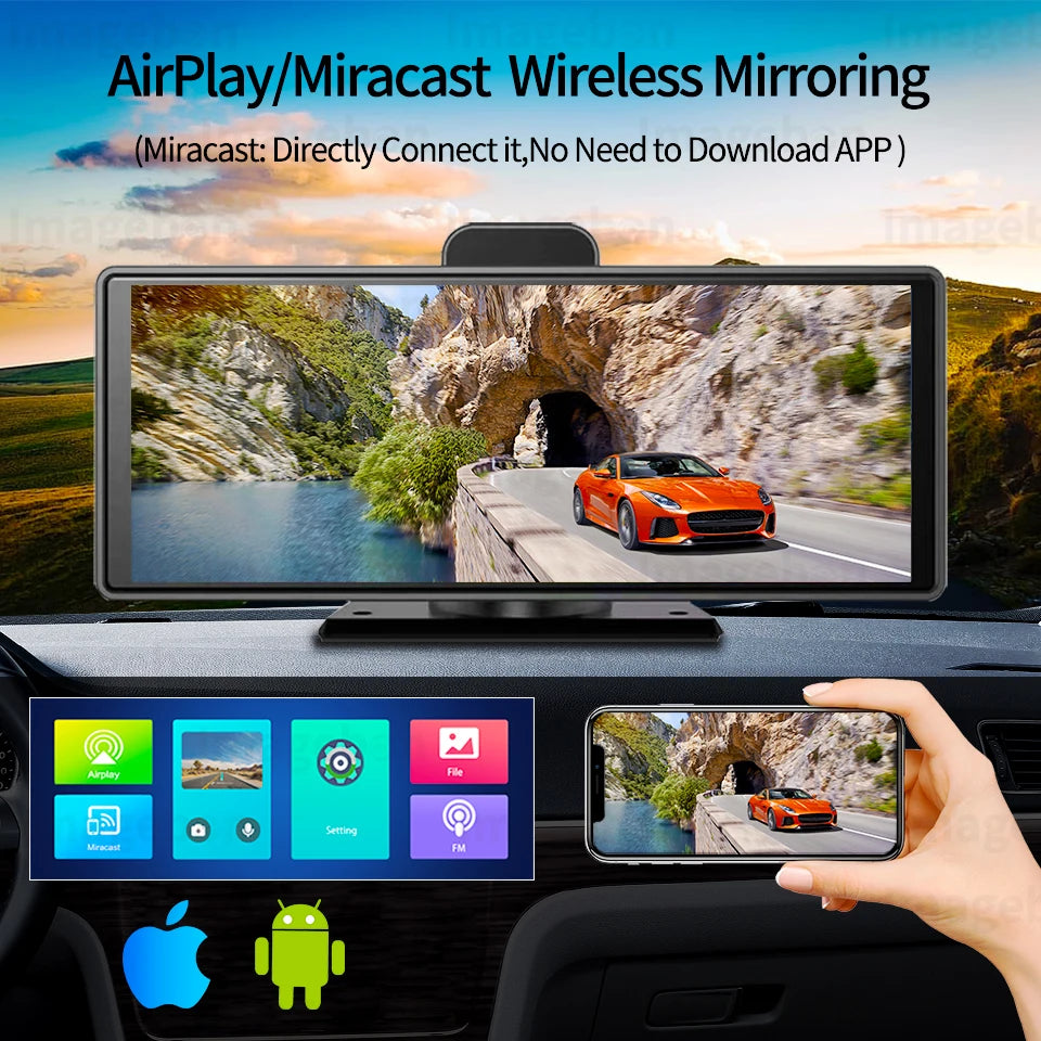 10.26" 4K Dash Cam ADAS Wireless CarPlay Android Auto | 5G WiFi GPS Navigation DVR
