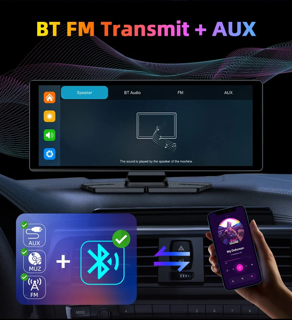 7"/10.26" 4K Dash Cam Wireless CarPlay Android Auto | 350° Rotating Lens GPS DVR