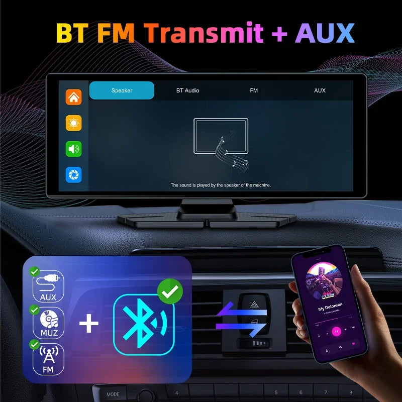 7"/10.26" 4K Dash Cam Wireless CarPlay Android Auto | 350° Rotating Lens GPS DVR