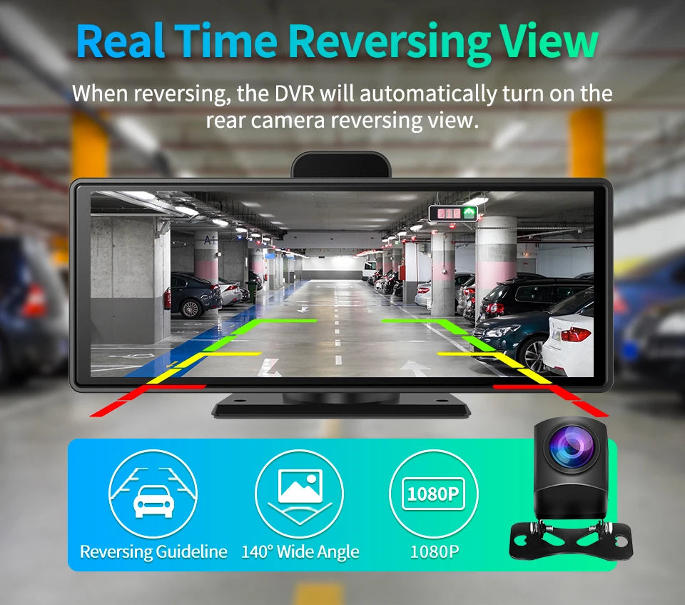 10.26" 4K Dash Cam ADAS Wireless CarPlay Android Auto | 5G WiFi GPS Navigation DVR