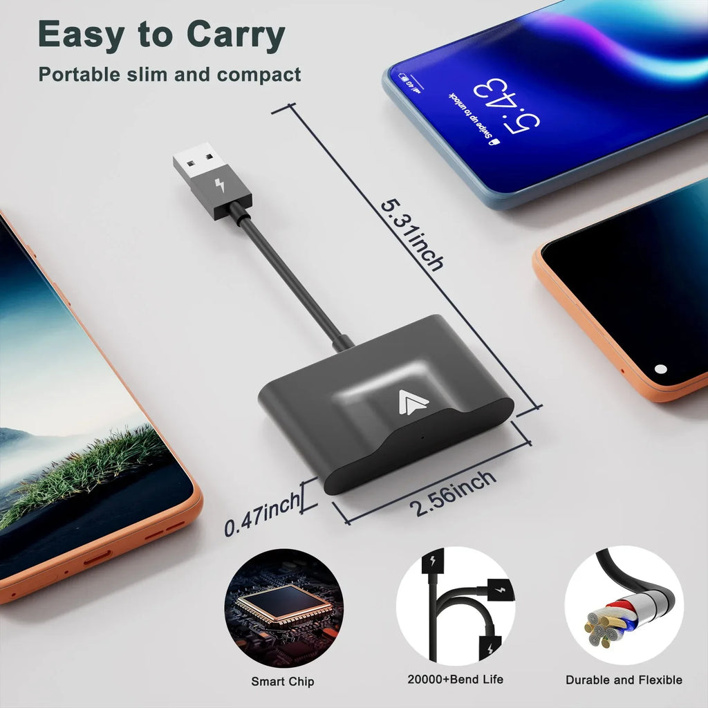 Wireless CarPlay Adapter for iPhone & Android | Convert Wired to Wireless USB/Type-C