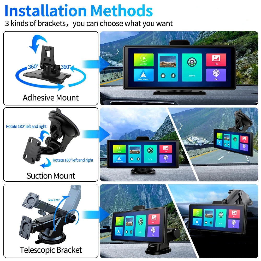 10.26" 4K Dash Cam ADAS Wireless CarPlay Android Auto | 5G WiFi GPS Navigation DVR