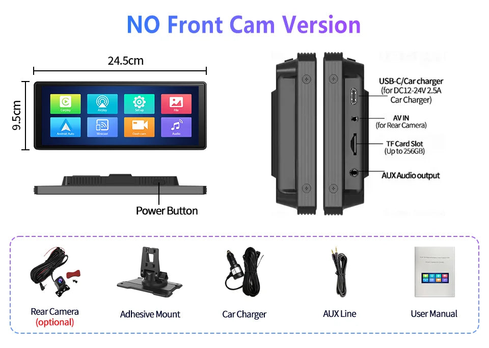 10.26" 4K Dash Cam ADAS Wireless CarPlay Android Auto | 5G WiFi GPS Navigation DVR