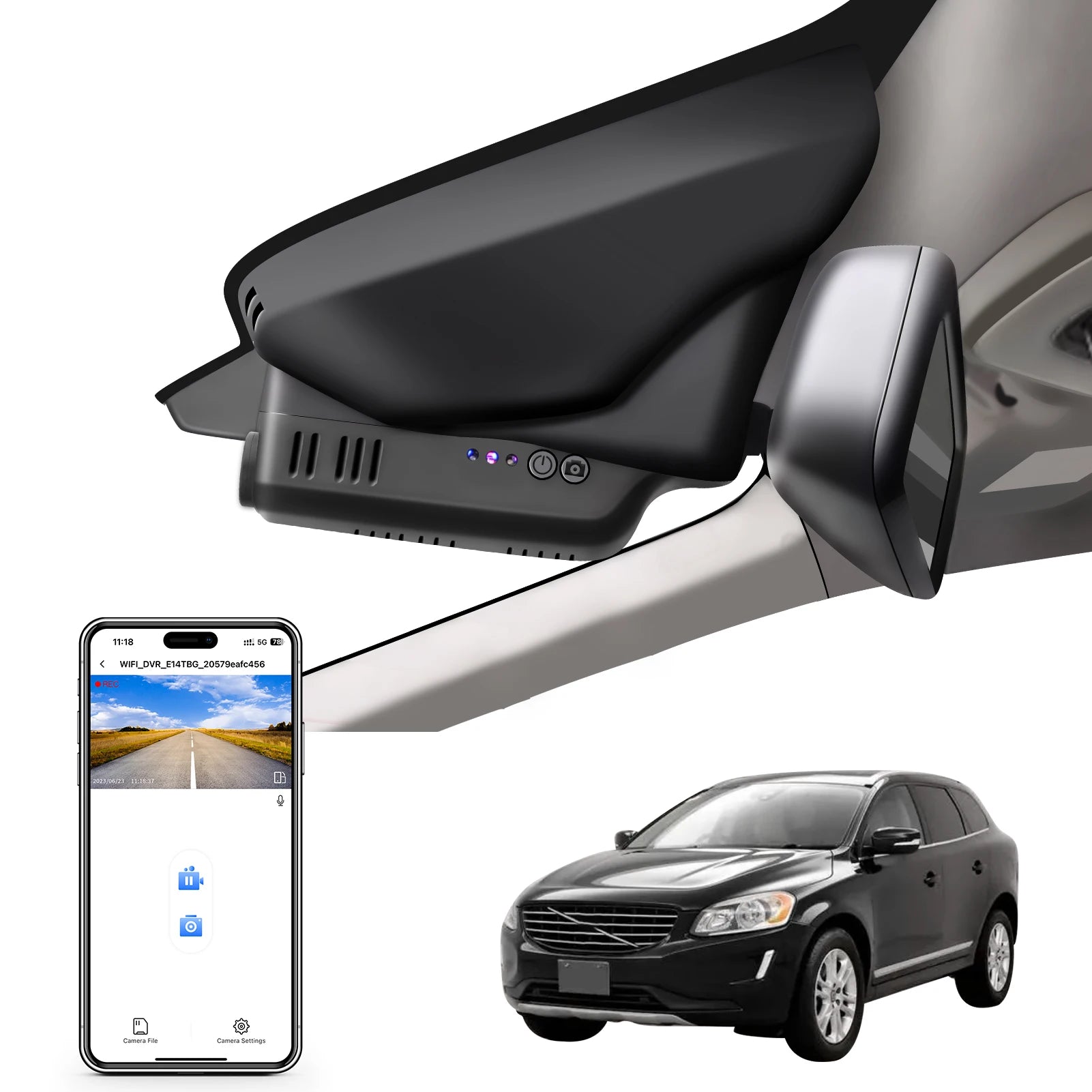 Dash Cam 4K for Volvo XC60 2013-2026 | WiFi Night Vision DVR Camera Recorder