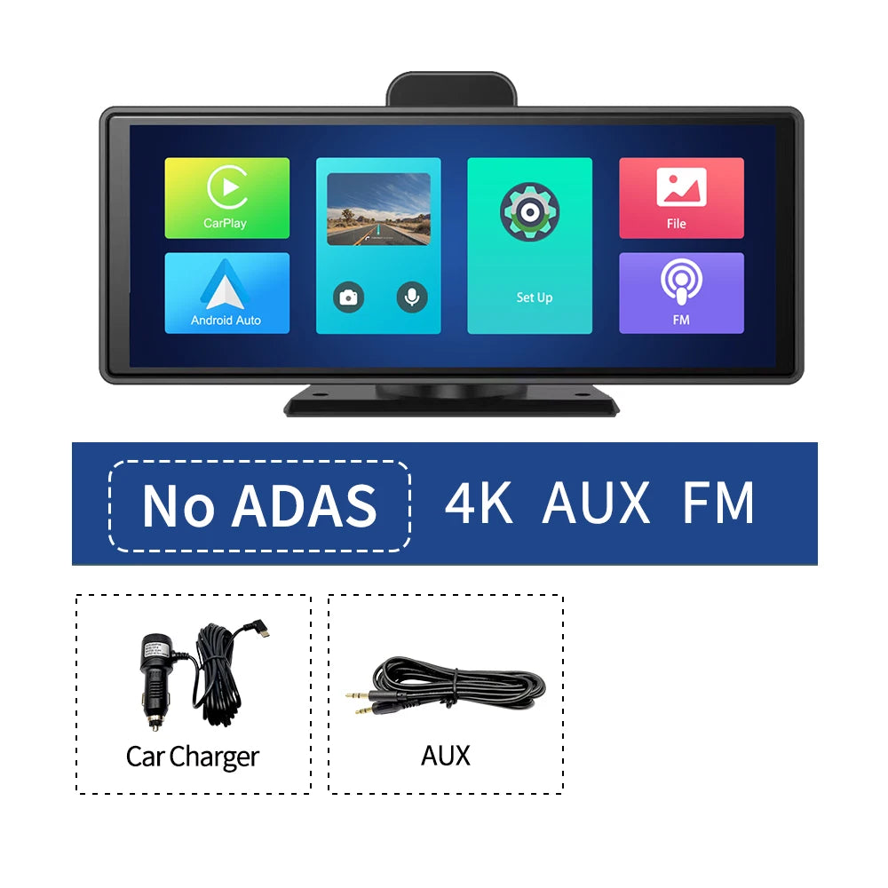 10.26" 4K Dash Cam ADAS Wireless CarPlay Android Auto | 5G WiFi GPS Navigation DVR