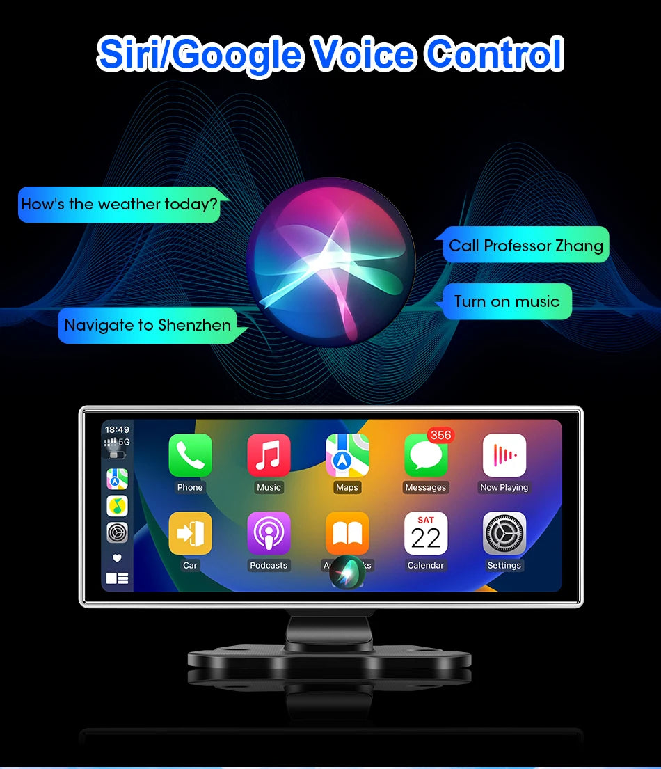 11.26" Dash Cam 4K Car DVR Wireless CarPlay Android Auto | GPS Dual Lens 5G WiFi FM