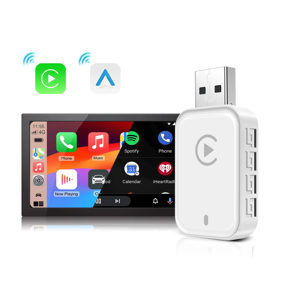 Wireless CarPlay Android Auto Adapter 2-in-1 | Universal for Factory Wired Cars