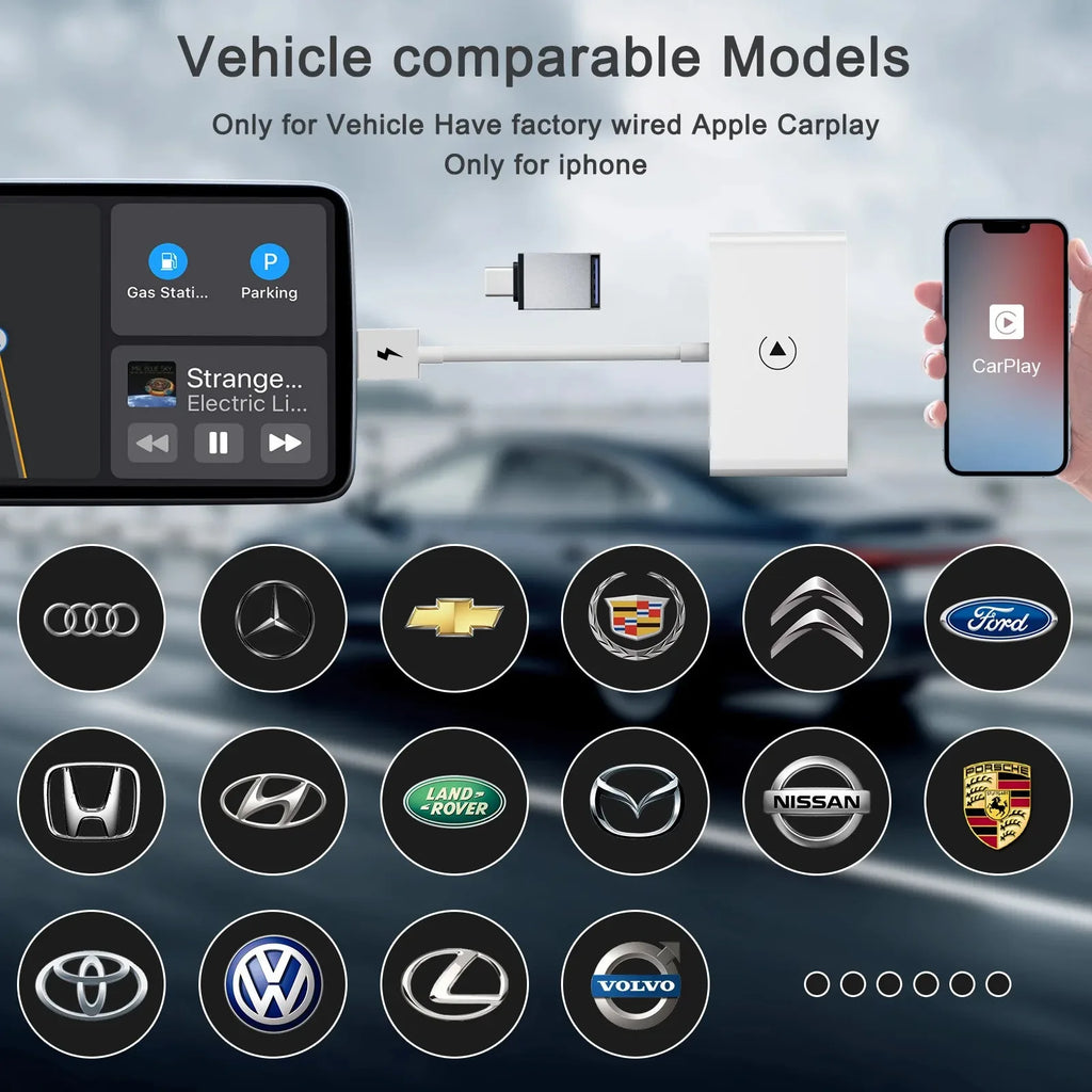 Wireless CarPlay Adapter for iPhone & Android | Convert Wired to Wireless USB/Type-C